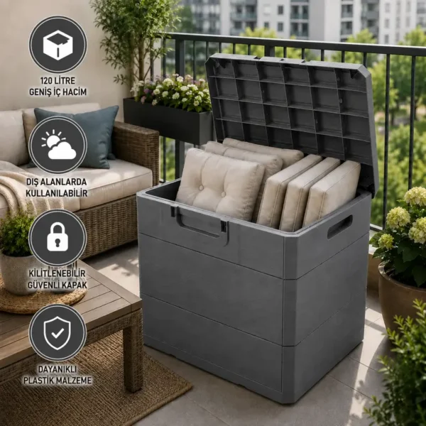 Rika Garden Grey Plastic Garden and Balcony Storage Chest