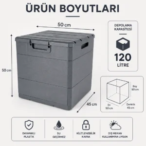 Rika Garden Grey Plastic Garden and Balcony Storage Chest alternatif görsel